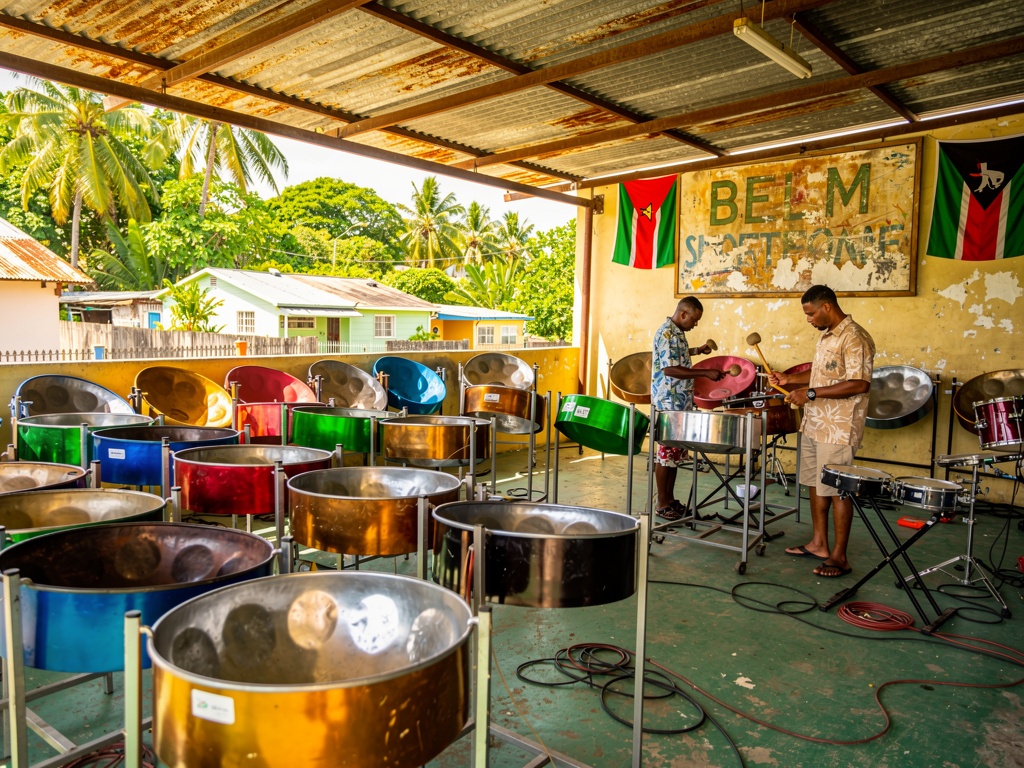 Steel pan yard rehearsal