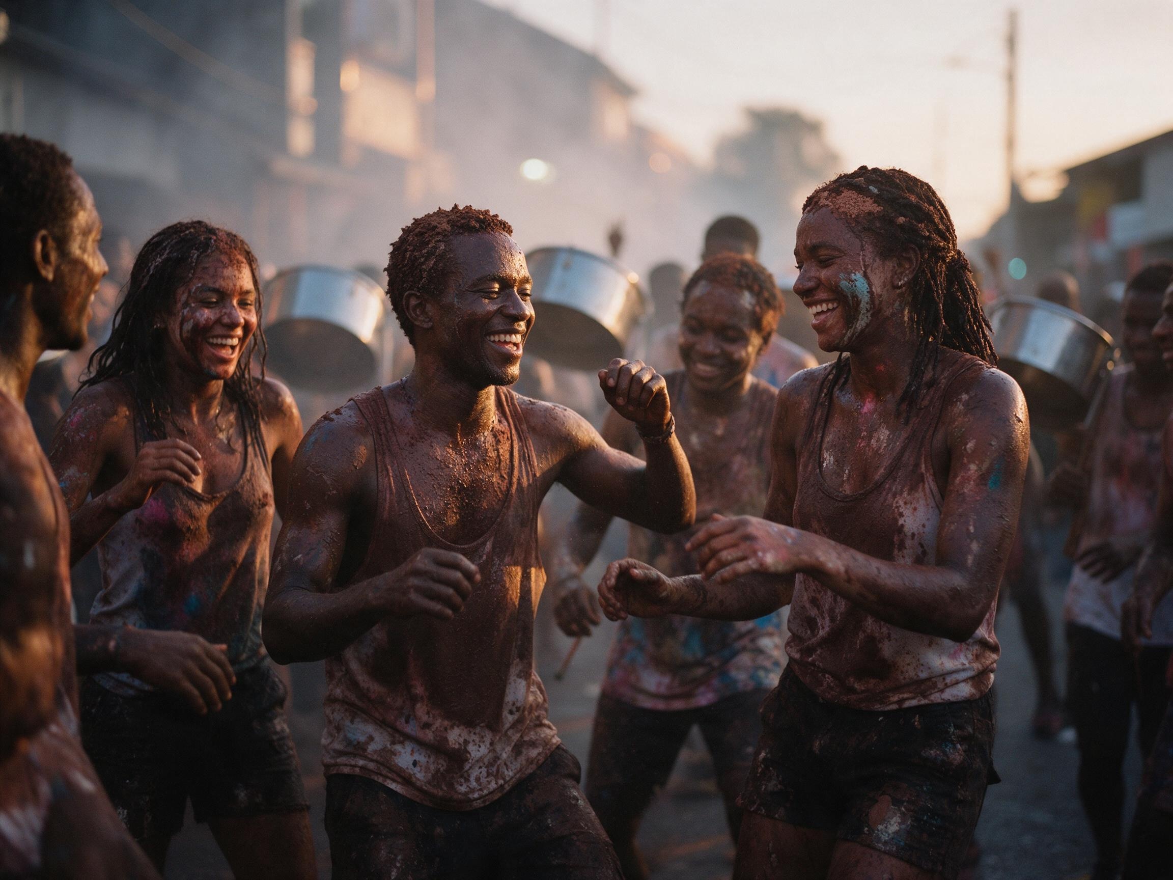 J'ouvert celebration at dawn, Trinidad Carnival